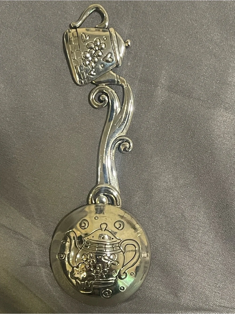 Silver Ornate Wall Hook Rack on Wood Backing - Decorative Home Hooks